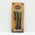 SET DE PULSERAS CON CUERO Y PIEDRAS NATURALES. HECHO A MANO. VERDE. VARIOS MODELOS