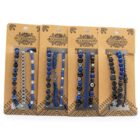SET DE PULSERAS CON CUERO Y PIEDRAS NATURALES. HECHO A MANO. AZUL. VARIOS MODELOS