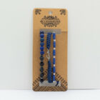 SET DE PULSERAS CON CUERO Y PIEDRAS NATURALES. HECHO A MANO. AZUL. VARIOS MODELOS