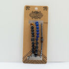 SET DE PULSERAS CON CUERO Y PIEDRAS NATURALES. HECHO A MANO. AZUL. VARIOS MODELOS