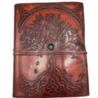 Cuaderno GRIMORIO Árbol de la vida Grande. Tira de decoración con piedras - 20 x 16 x 2 cm. 160 páginas