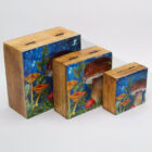 Caja Cuadrada Mediana 13,5 x 13,5 x 6 cm Hongo Verde azulado. SETAS