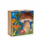 Caja Cuadrada Mediana 13,5 x 13,5 x 6 cm Hongo Verde azulado. SETAS