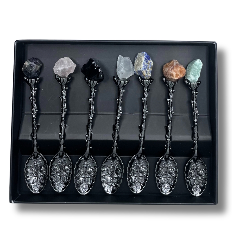 Cucharas de Bruja con Piedras Preciosas.Plata Oscuro. VARIOS MODELOS