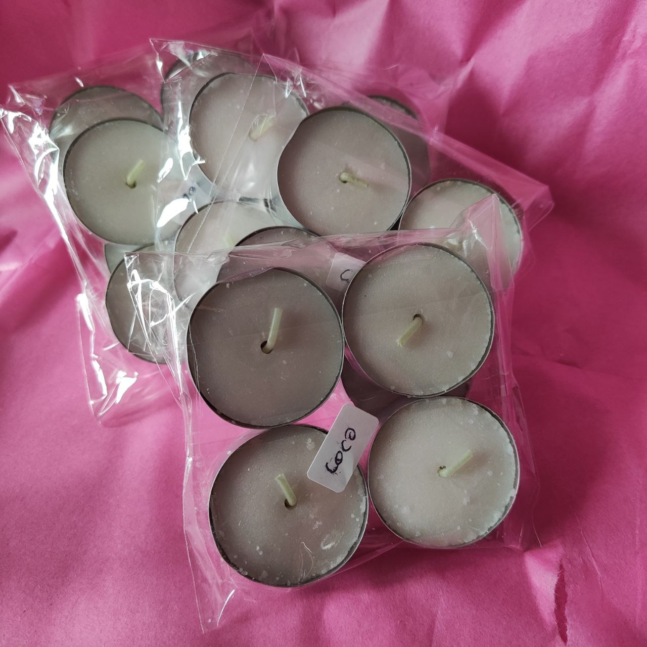 Velas de té aromaterapia: Coco fresco (4 unidades).