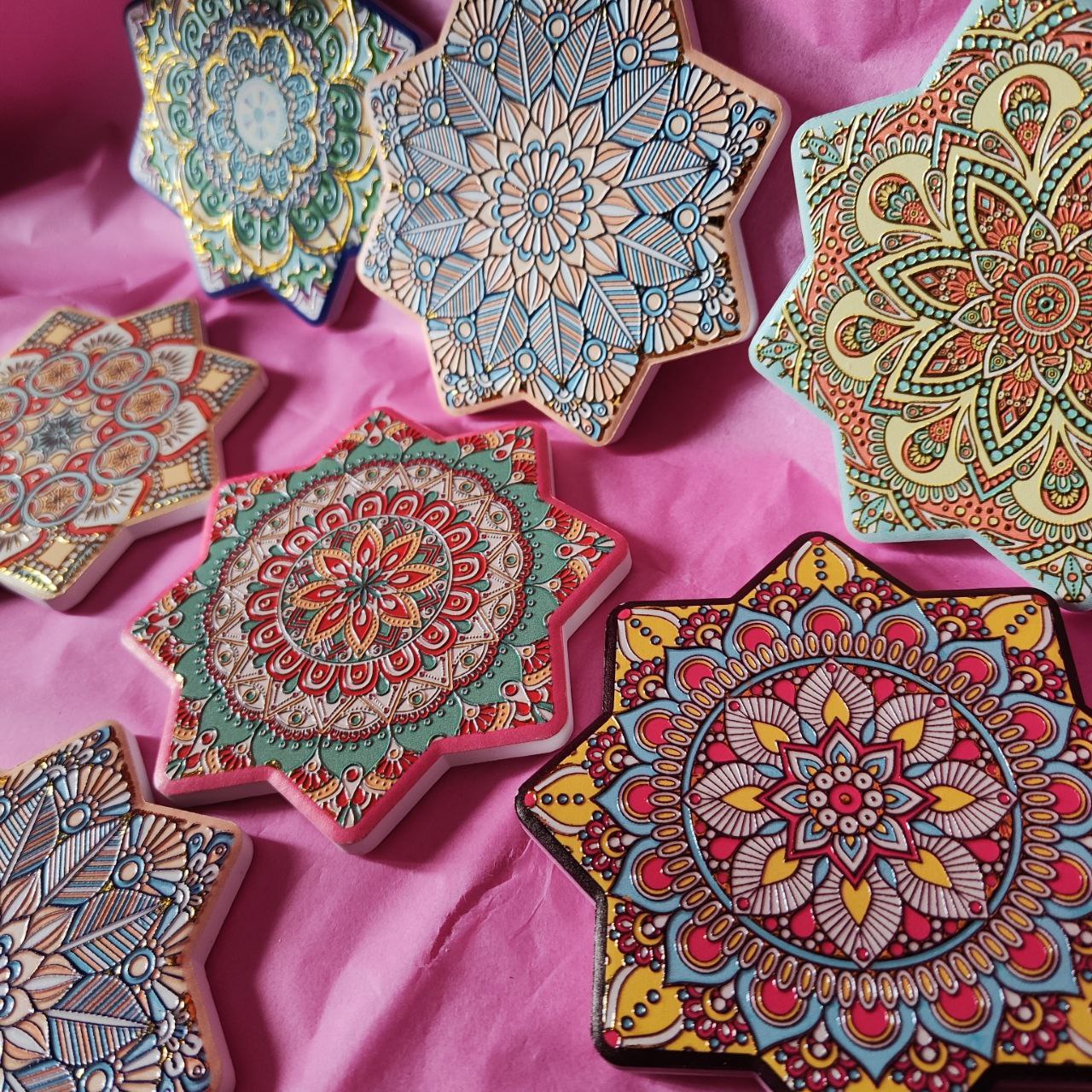 PLACA DE CERÁMICA MANDALA ESTRELLADO. VARIOS MODELOS. VACIA BOLSILLOS.