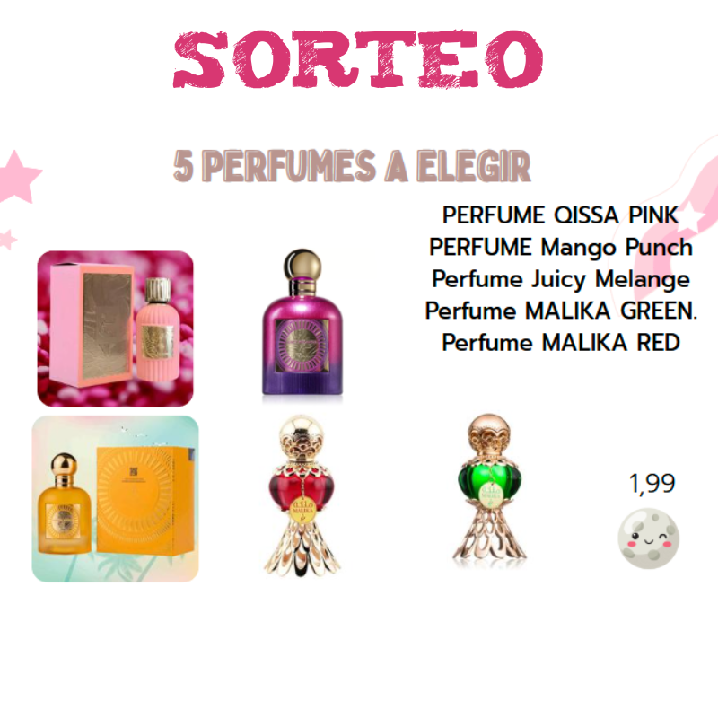 SORTEO PERFUME A ELEGIR. 5 PERFUMES DISPONIBLES