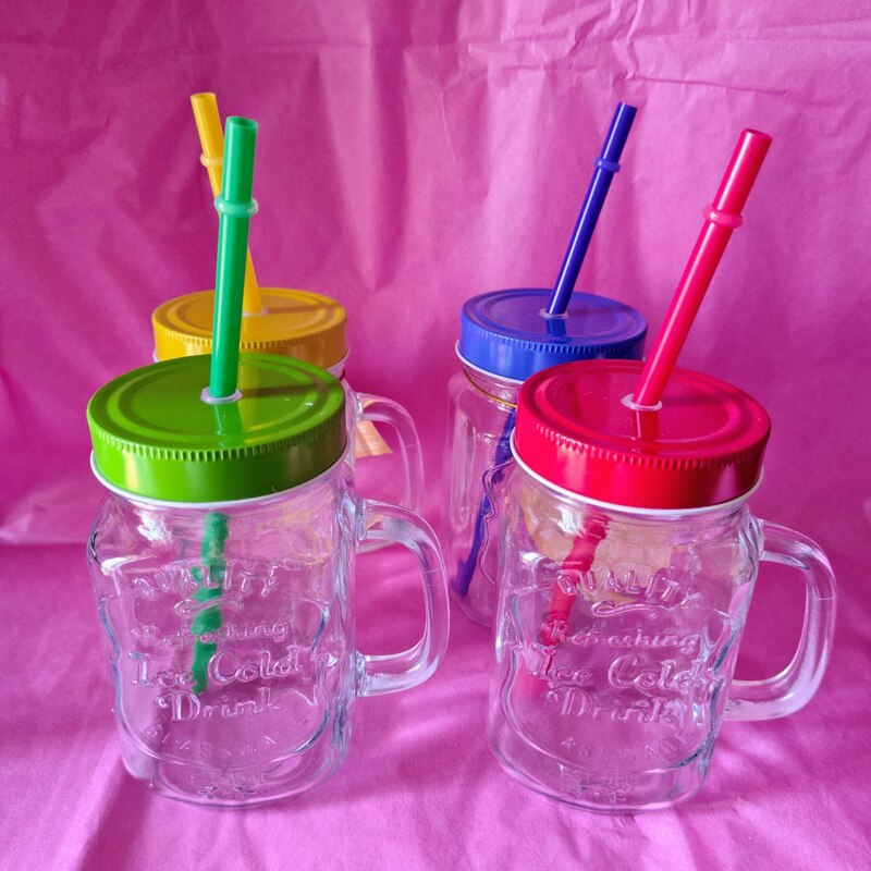 Jarrita cristal batidos, refrescos e infusiones. Varios colores