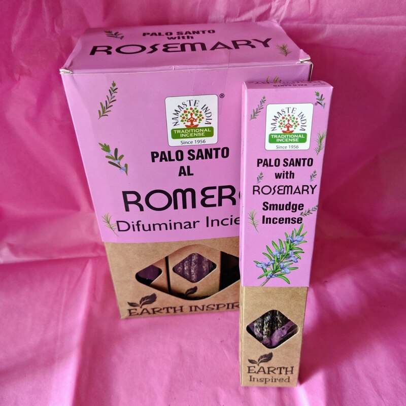 Incienso varillas gruesas de PALO SANTO CON ROMERO . SAHUMERIO. NAMASTE INDIA