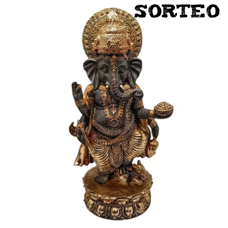 SORTEO Figura Ganesha En Resina 32 Cms Aprox Color Negro/Oro XXl