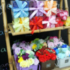Set de 9 flores de Jabón rosas lavanda 9x9x4 (cm)