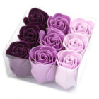 Set de 9 flores de Jabón rosas lavanda 9x9x4 (cm)