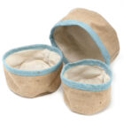 Conjunto de 3 cestas de yute natural Verde azulado