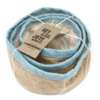 Conjunto de 3 cestas de yute natural Verde azulado