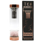Botella de Cristal para Infusión de Te Oro Rosa. Cuarzo Rosa. 23,8 x 6,3 (cm). 500 ML