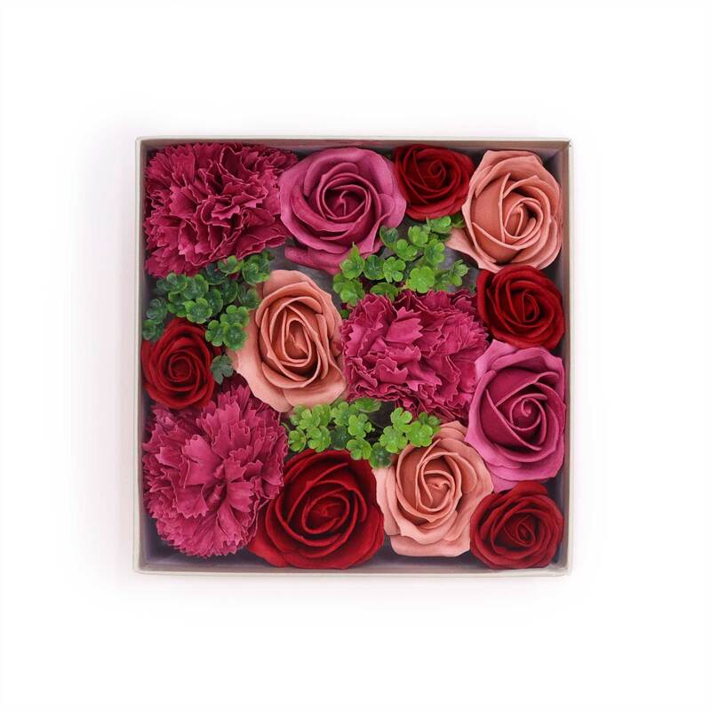 Flores de Jabón Caja Cuadrada Bendiciones Rosas Vintage 15x8x15