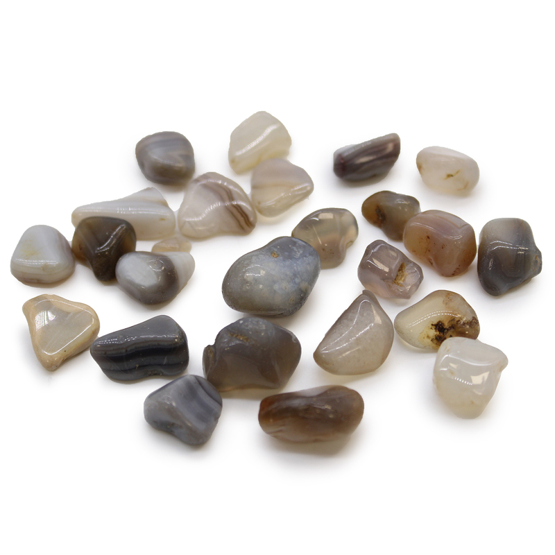 CANTO RODADO PIEDRA NATURAL Ágata gris Botswana mediana
