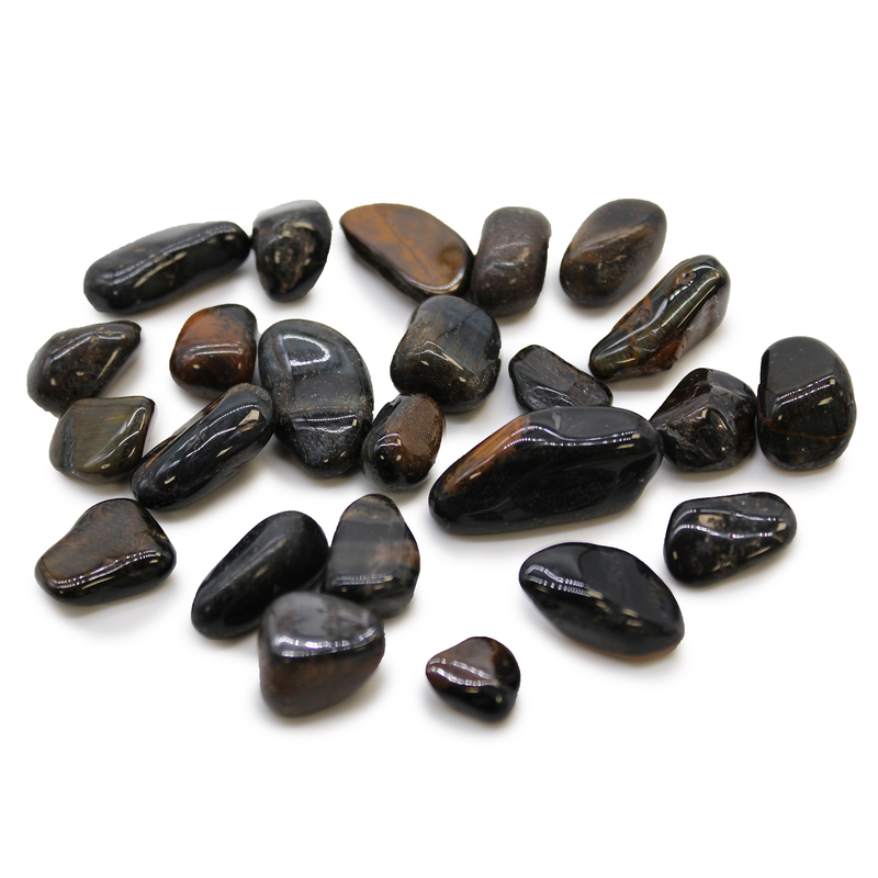 CANTO RODADO PIEDRA NATURAL Ojo de Tigre Azul Mediana
