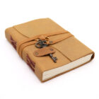 CUIADERNO GRIMORIO de Cuero CLARO. ABRECAMINOS. HOJAS DE PAPIRO 13x18 (cm)