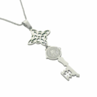 Collar Acero Nudo De Bruja Llave San Benito Cadena 40+5 Cms Doble protección
