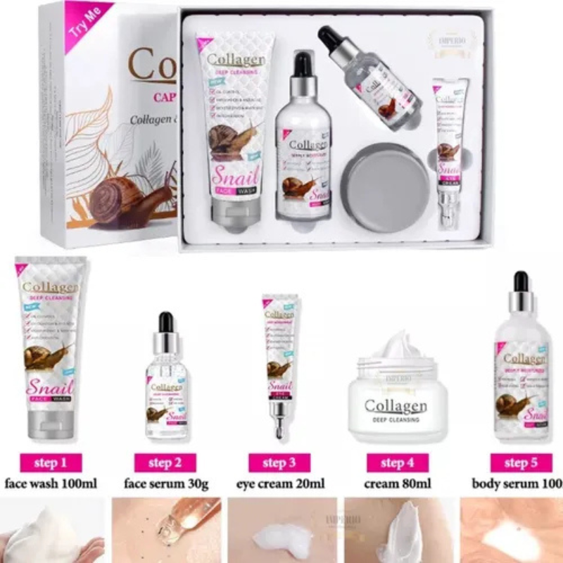 KIT FACIAL Y CORPORAL COLLAGEN Kit Facial Collagen snail. COLÁGENO Y BABA DE CARACOL
