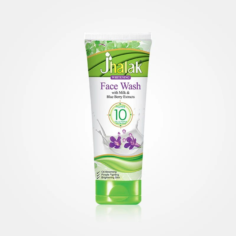 Limpiador facial blanqueador Jhalak con leche y extractos de arándanos.