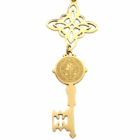 Collar Acero Dorado Nudo De Bruja Llave San Benito Cadena 40+5 Cms Doble protección