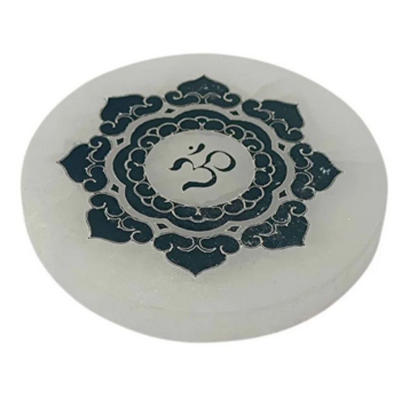 Plato Selenita Grabado Om 10 Cms Aprox