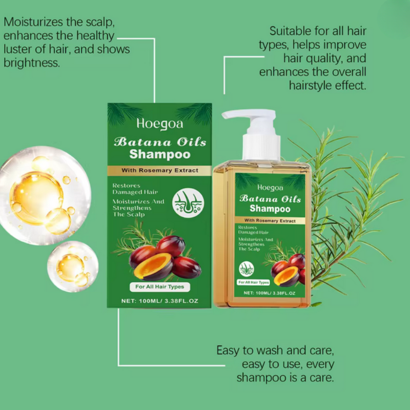Champú Pure Batana para fortalecer el cabello, hidratar, restaurar el cabello dañado y quebradizo, prevenir la caída del cabello, mejorar la caspa y controlar la grasa del cuero cabelludo. CON ROMERO
