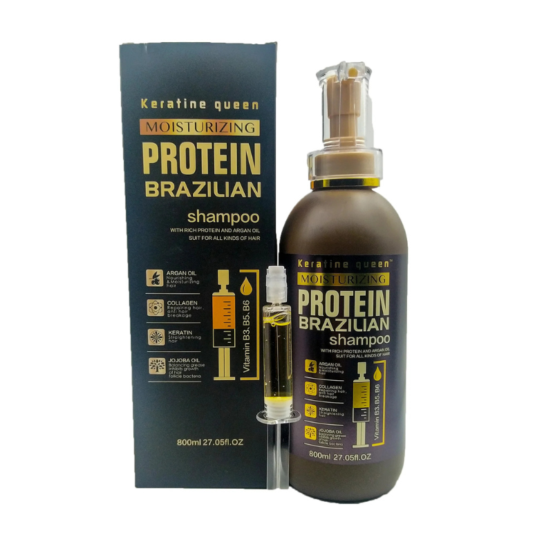 CHAMPÚ DE GAMA ALTA KERATINE QUEEN MOISTURIZING PROTEIN BRAZILIAN SHAMPOO 800 ML. PROFESIONAL