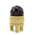 ESFERA FACETEADA Curativa de Piedras Preciosas y soporte de madera. AMATISTA . 10 x 5,5 (cm)