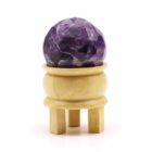ESFERA FACETEADA Curativa de Piedras Preciosas y soporte de madera. AMATISTA . 10 x 5,5 (cm)