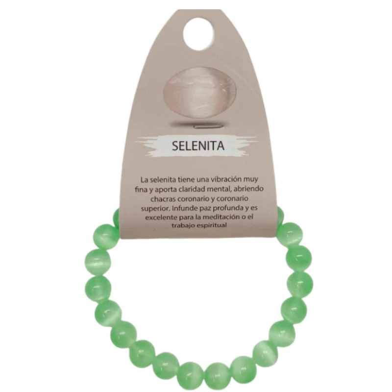 Pulsera Piedra Selenita Color 8 mm VERDE