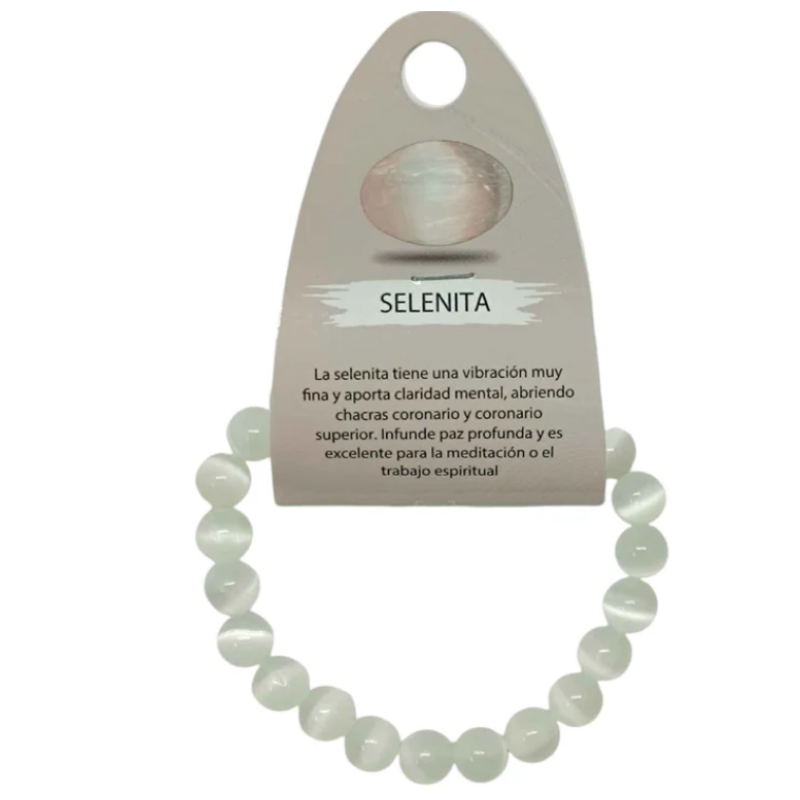Pulsera Piedra Selenita Color 8 mm BLANCO NATURAL
