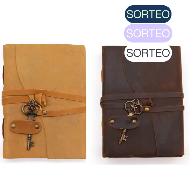 SORTEO CUADERNO GRIMORIO de Cuero OSCURO O CLARO A ELEGIR. ABRECAMINOS. HOJAS DE PAPIRO 13×18 (cm)