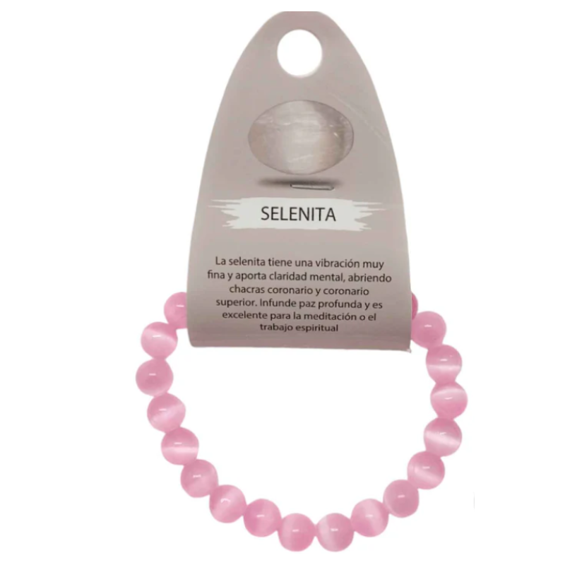 Pulsera Piedra Selenita Color 8 mm ROSA