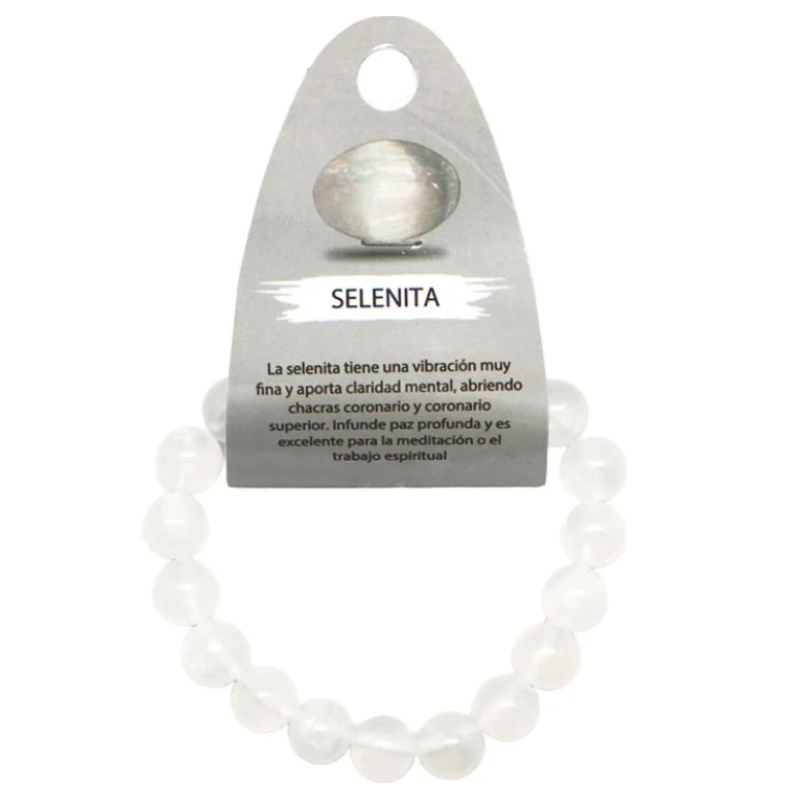 Pulsera Piedra Natural Selenita 10 mm. BLANCO NATURAL