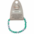 Pulsera Piedra Natural Selenita 6 mm BICOLOR. MORADO Y VERDE