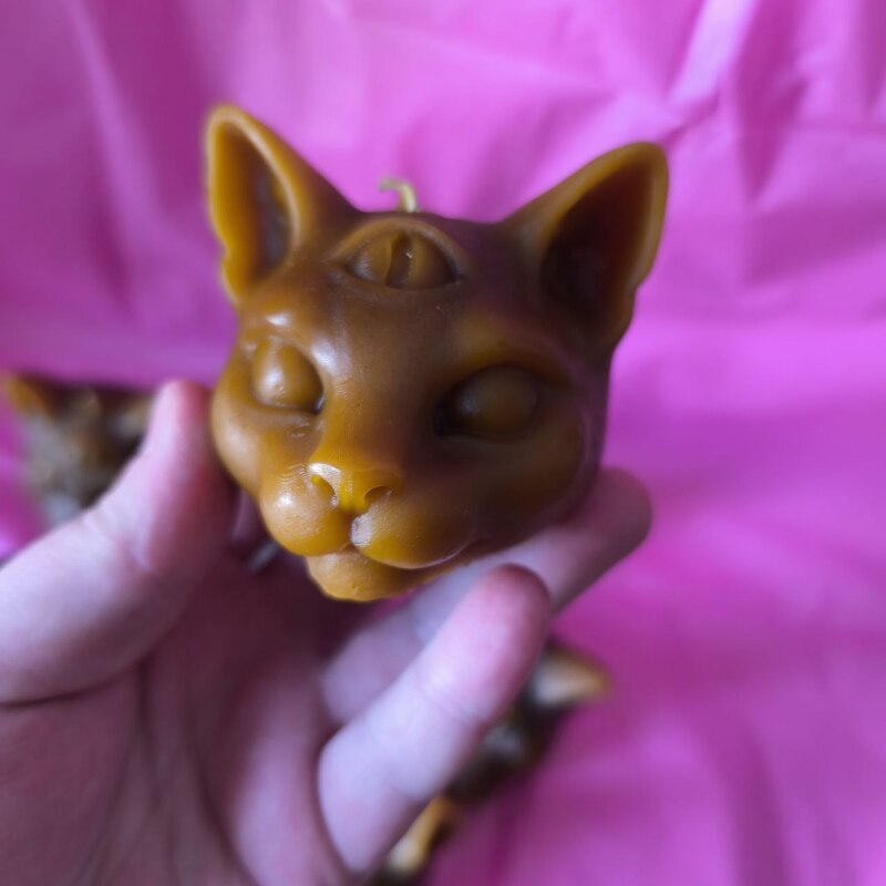 Velon Figura MIEL GATO EGIPCIO TRIPLE OJO. Sabiduría ancestral y la visión interior.