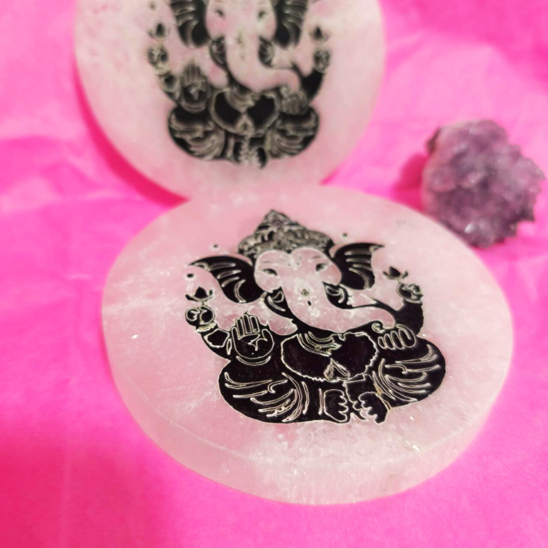 Plato Selenita Grabado GANESHA 9-10 Cms Aprox