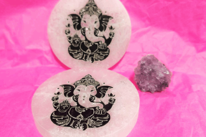 Plato Selenita Grabado GANESHA 9-10 Cms Aprox
