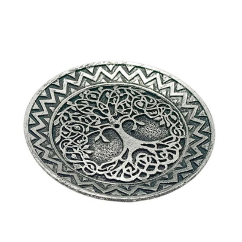 Porta Incienso Arból De La Vida En Resina 9,5 Cms Aprox En Color Plata