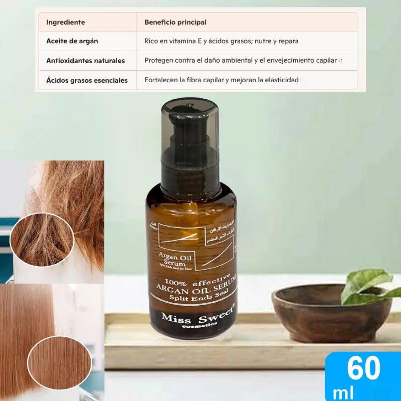 SERUM CAPILAR ENRIQUECIDO ACEIE DE ÁRGAN PREMIUM. 60 ML. MISS SWEET