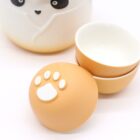 Set de tetera y tres tazas Panda Naranja. Cerámica