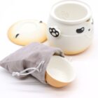 Set de tetera y tres tazas Panda Naranja. Cerámica