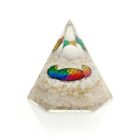 Pirámide orgonita octogonal CUARZO BLANCO. BASE 8CM