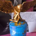VELÓN gigante CON FIGURA PEDACITO DE CIELO COLOR COBRE. UNGIDO Y RITUALIZADO.