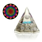 Pirámide orgonita octogonal PIEDRA LUNA . BASE 8CM