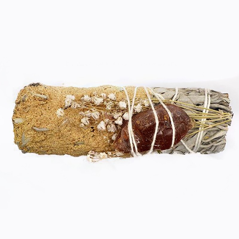 RITUAL SAHUMERIO ATADITO Salvia blanca, palo santo y ambar 10 cm atado