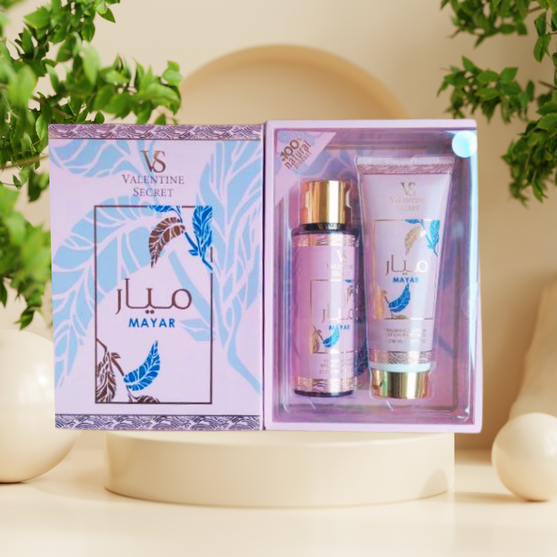 Pack Mayar de Lattafa bruma corporal/capilar 250ML y crema corporal 236ML.